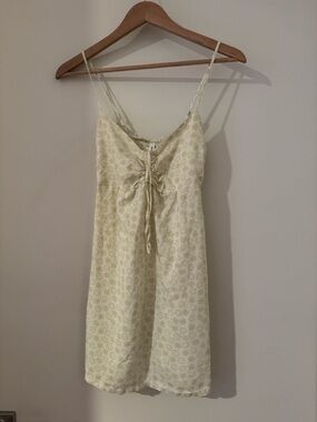 RVCA Cream Slip Dress with Light Green Floral Print